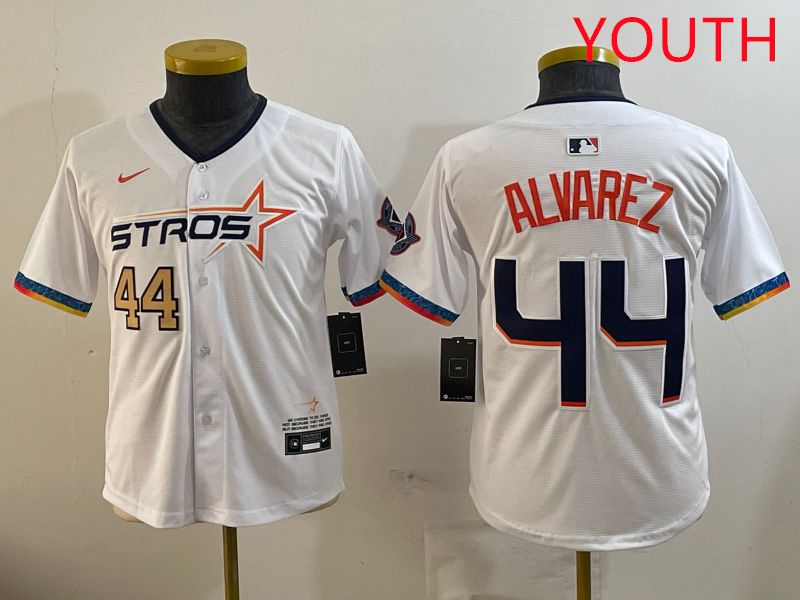 Youth Houston Astros 44 Alvarez White Fourth generation Joint Name 2025 Nike MLB Jersey style 2